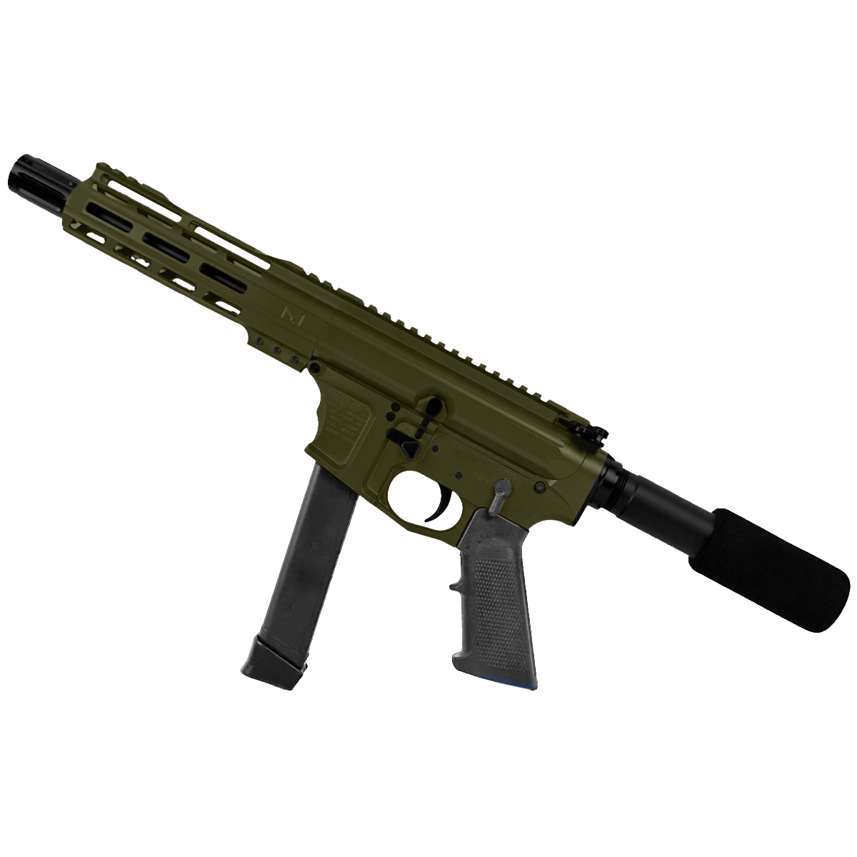 American Built Custom Slick Side AR-9 Pistol 7" Barrel MLOK Handguard - Magpul ODG