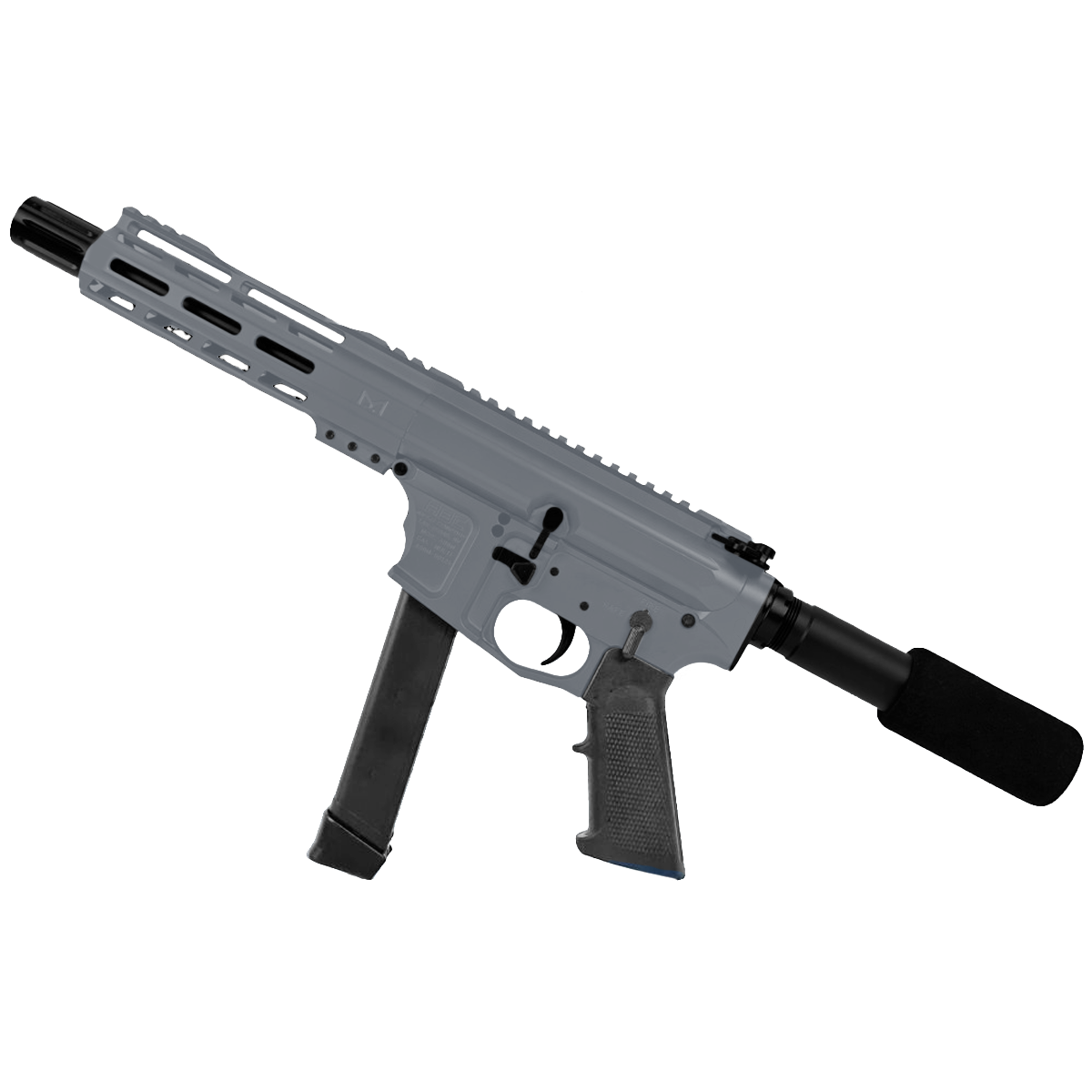 American Built Custom Slick Side AR-9 Pistol 7" Barrel MLOK Handguard-Sniper Grey