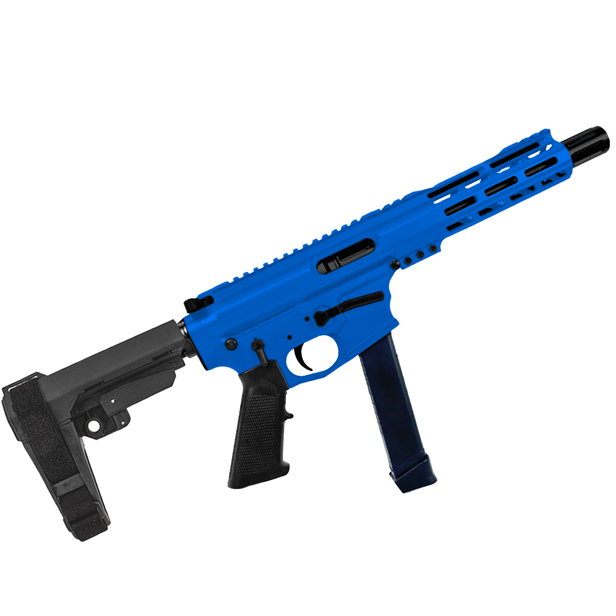 American Built Custom Slick Side AR-9 Pistol 7" Barrel MLOK Handguard- Blue