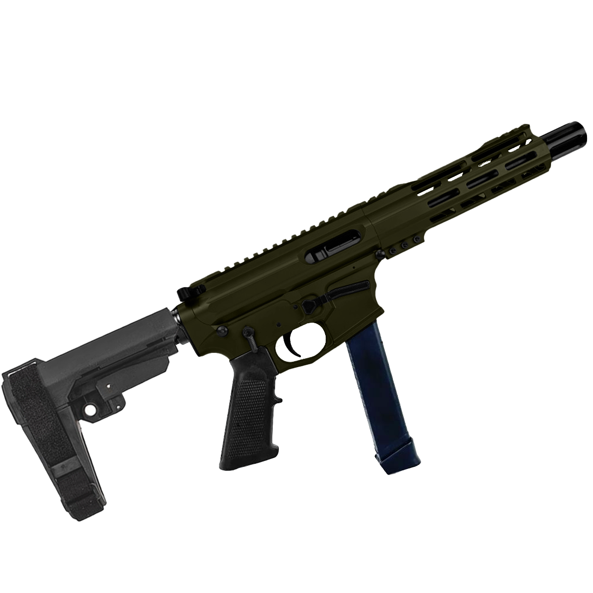 American Built Custom Slick Side AR-9 Pistol 7" Barrel MLOK Handguard - Magpul ODG