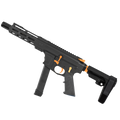 American Built Custom Two-Tone Slick Side AR-9 Pistol 7" Barrel MLOK Handguard - Black and Tequila Sunrise Orange