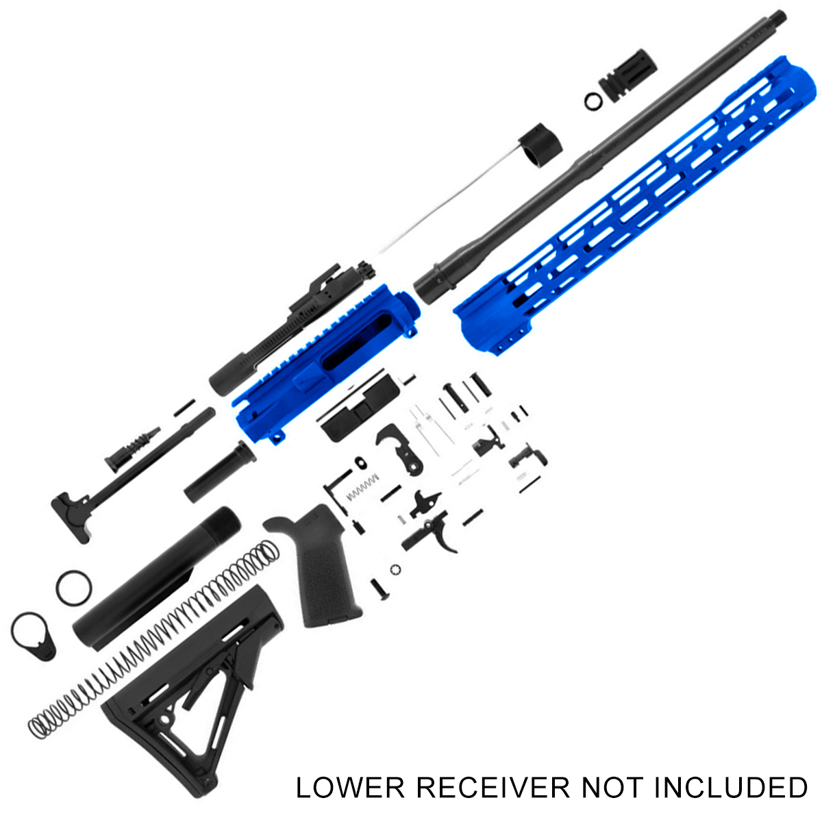 AR-15 Rifle Build Kit .223/556 NATO 16" Barrel 15" M-Lok Handguard - Flame Blue