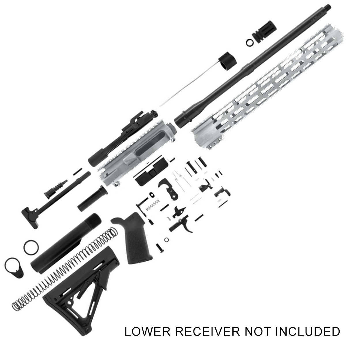 AR-15 Rifle Build Kit .223/556 NATO 16" Barrel 15" M-Lok Handguard - Tungsten Gray