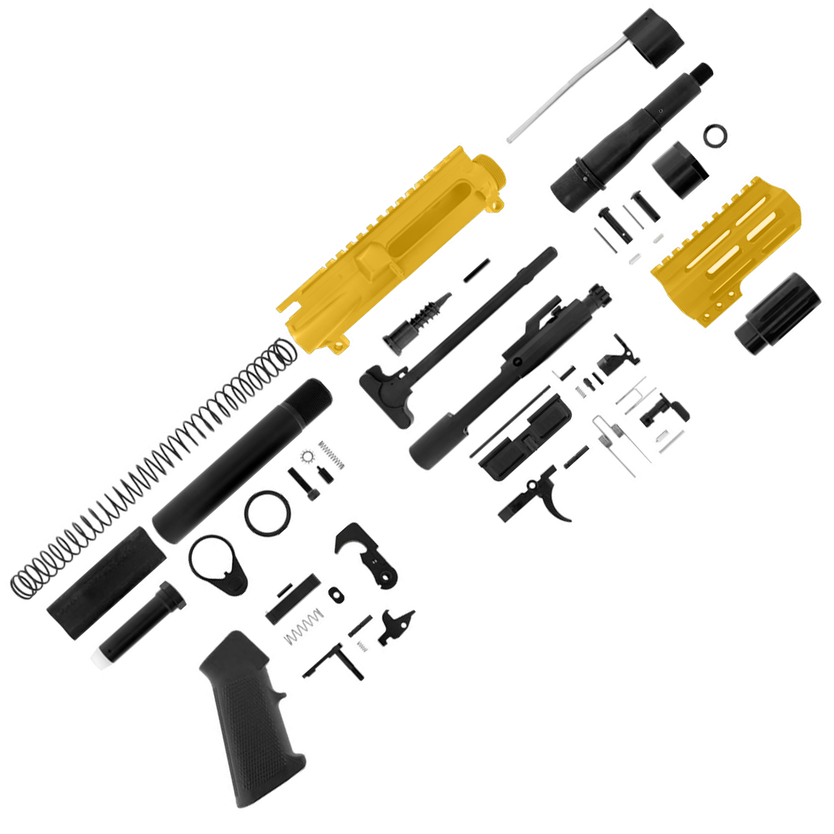 AR15 7.62x39 Micro Pistol Build Kit 5" Barrel 4" M-Lok Handguard - Gold