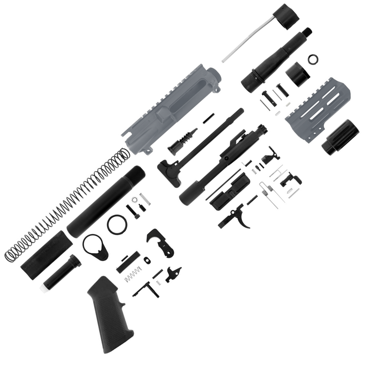 AR15 7.62x39 Micro Pistol Build Kit 5" Barrel 4" M-Lok Handguard-Sniper Grey