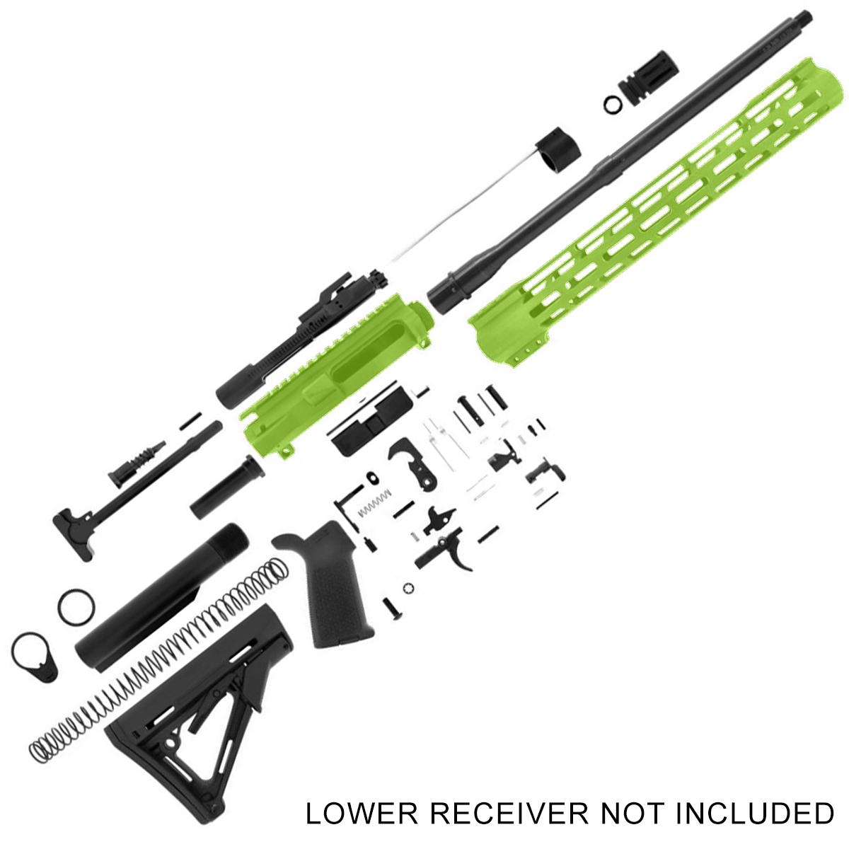 AR-15 Rifle Build Kit .223/556 NATO 16" Barrel 15" M-Lok Handguard - Zombie Green