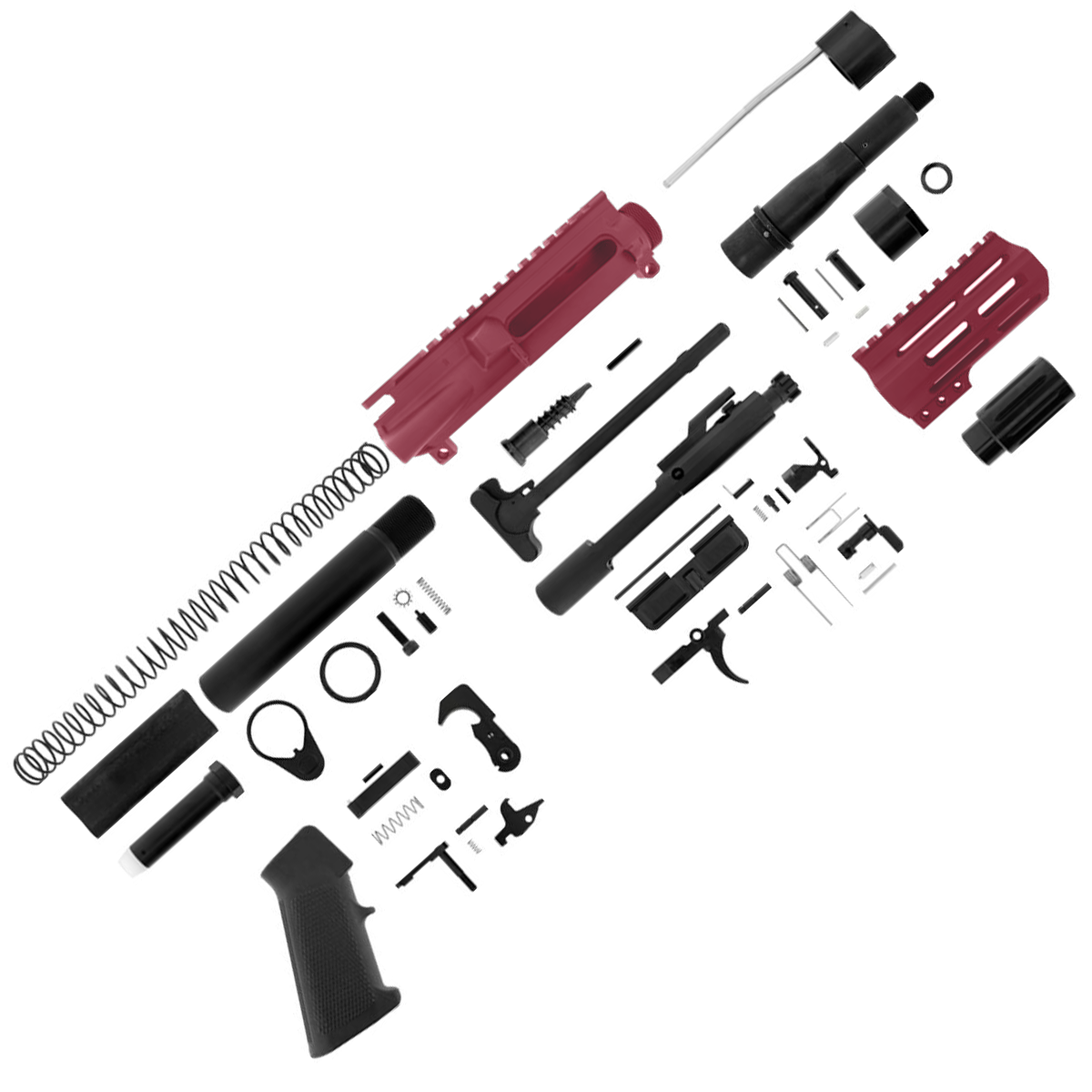 AR15 Micro Pistol Build Kit 556 NATO 5" Barrel 4" M-Lok Handguard - Cranberry Frost