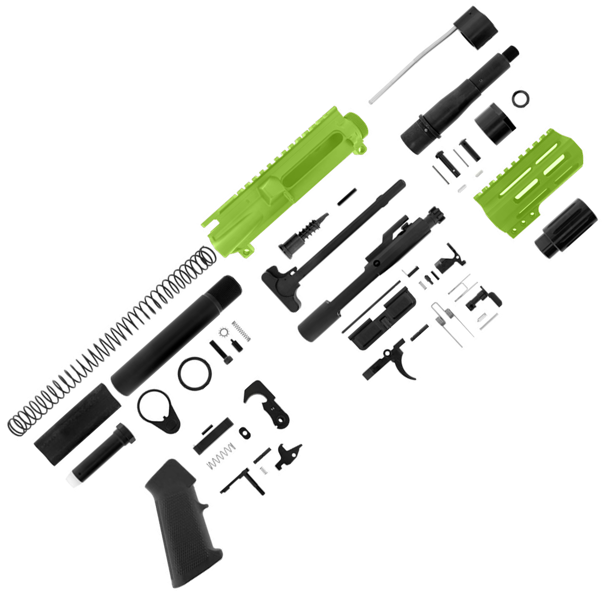 AR15 Micro Pistol Build Kit 556 NATO 5" Barrel 4" M-Lok Handguard - Zombie Green