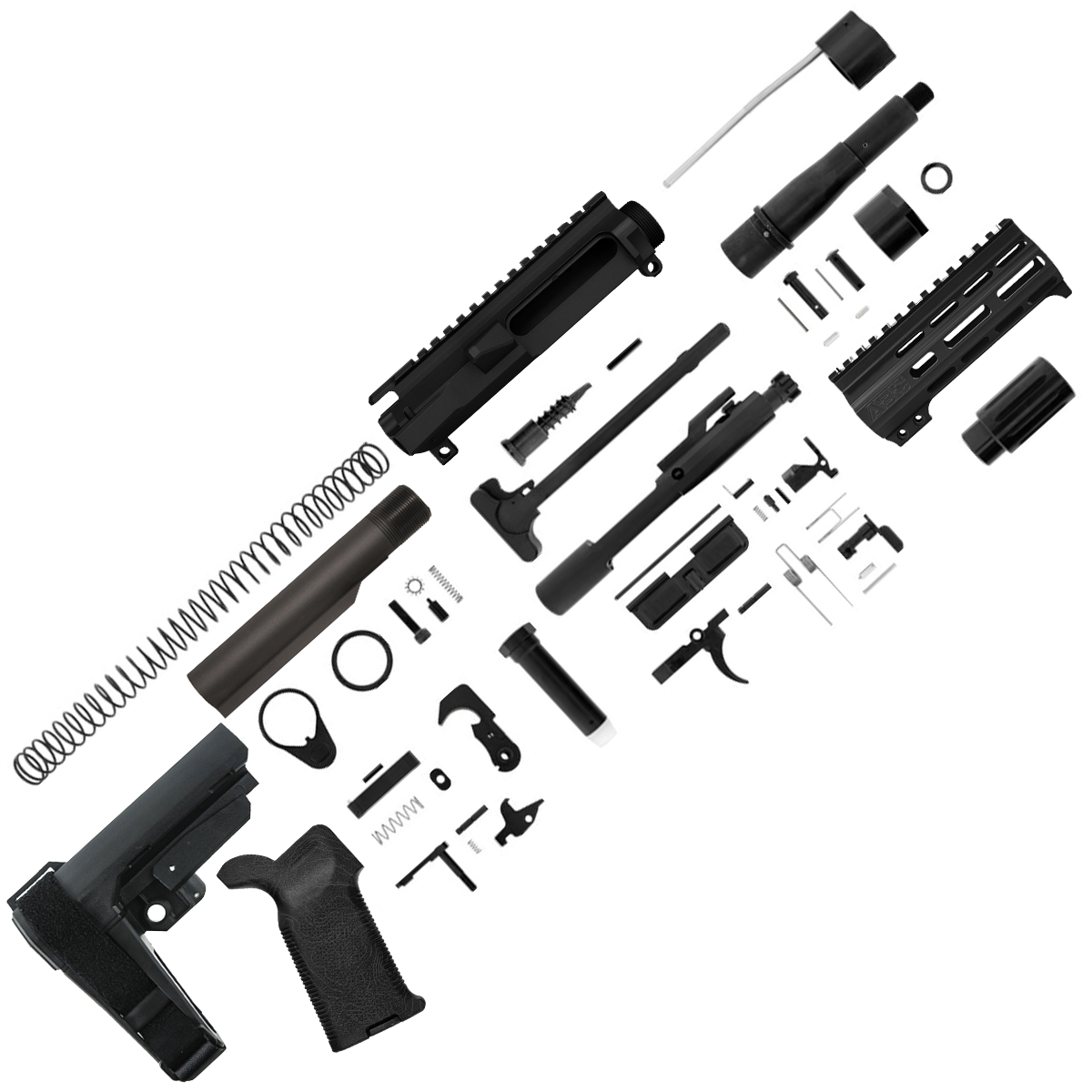 AR15 Billet Micro Pistol Build Kit 7.62x39mm 5" Barrel 5" M-Lok Handguard