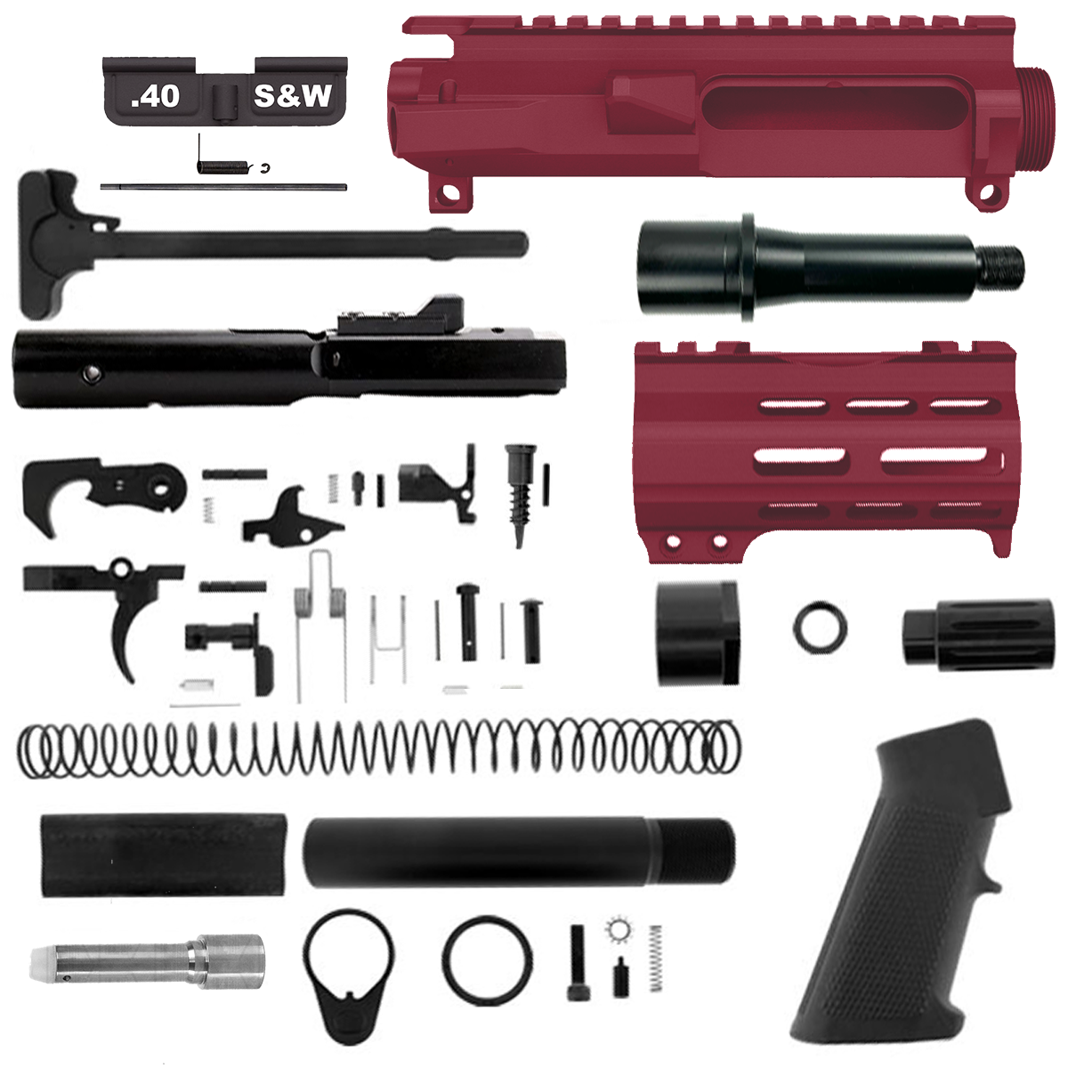 AR40 Micro Pistol Build Kit .40 S&W 5" Barrel 4" M-Lok Handguard - Cranberry Frost