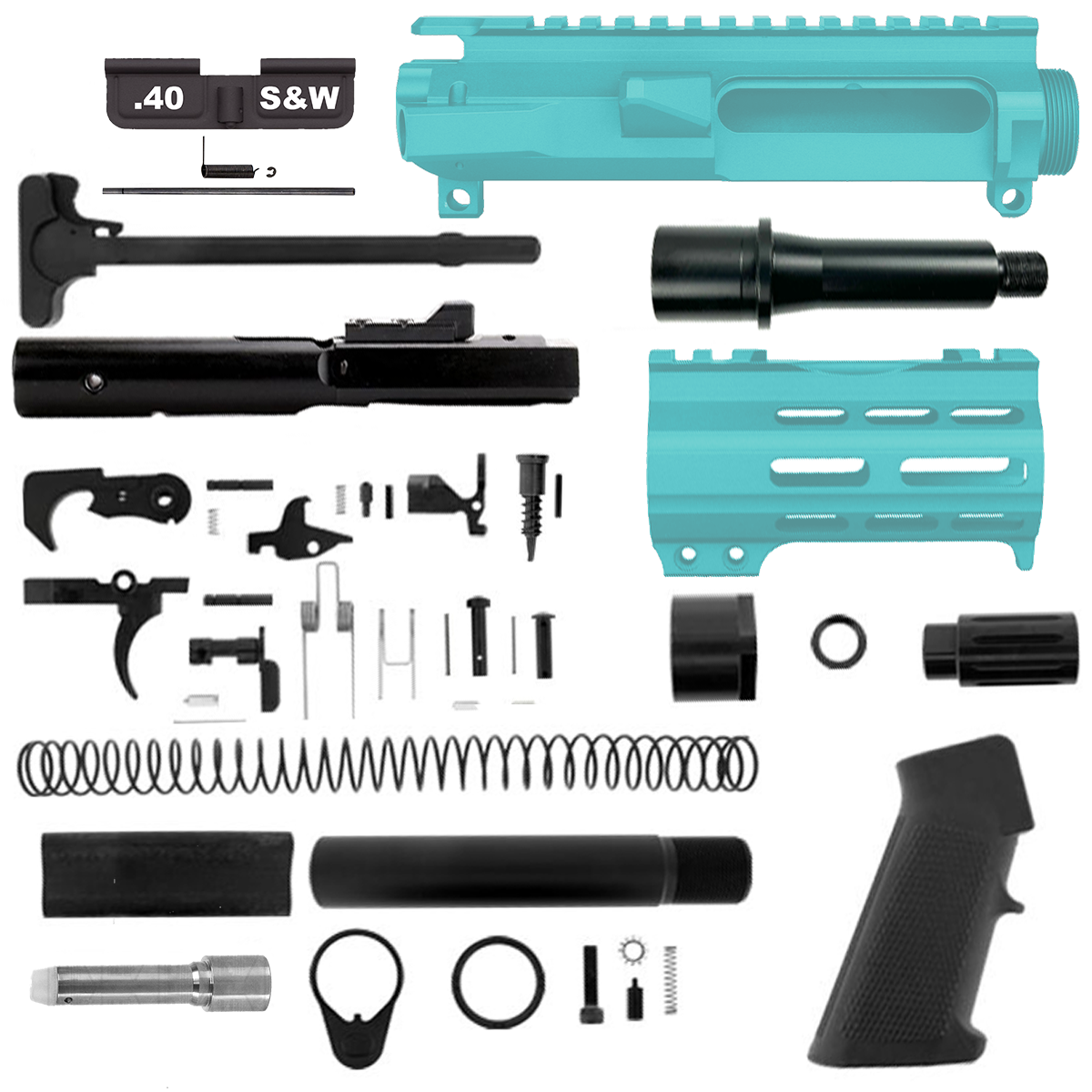 AR40 Micro Pistol Build Kit .40 S&W 5" Barrel 4" M-Lok Handguard - Robins Egg Blue