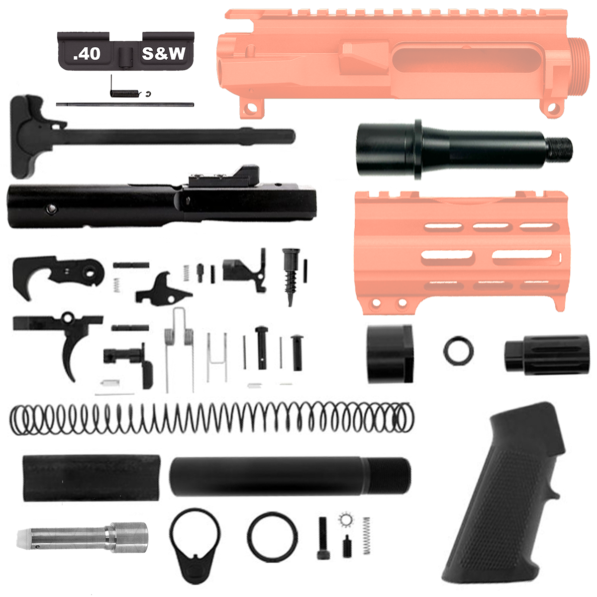 AR40 Micro Pistol Build Kit .40 S&W 5" Barrel 4" M-Lok Handguard - Rose Gold