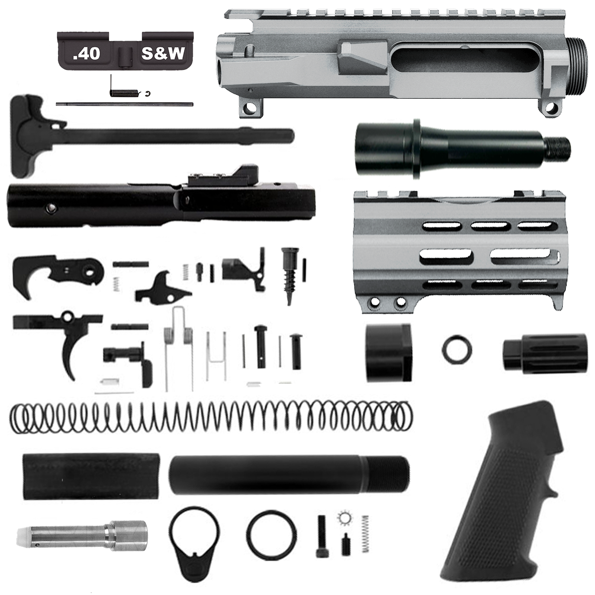 AR40 Micro Pistol Build Kit .40 S&W 5" Barrel 4" M-Lok Handguard - Tungsten Gray