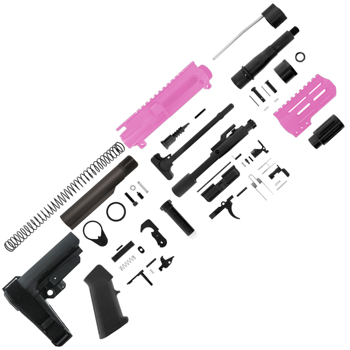 AR15 7.62x39 Micro Pistol Build Kit 5" Barrel 4" M-Lok Handguard - Sig Pink