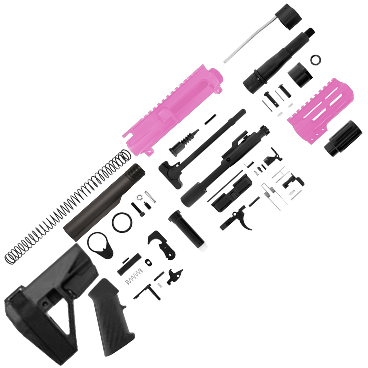 AR15 7.62x39 Micro Pistol Build Kit 5" Barrel 4" M-Lok Handguard - Sig Pink