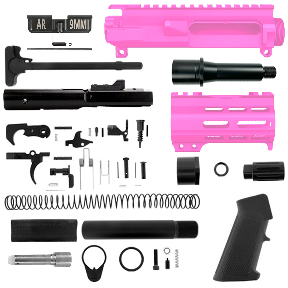AR9 Micro Pistol Build Kit 9MM 5" Barrel 4" M-Lok Handguard - Sig Pink