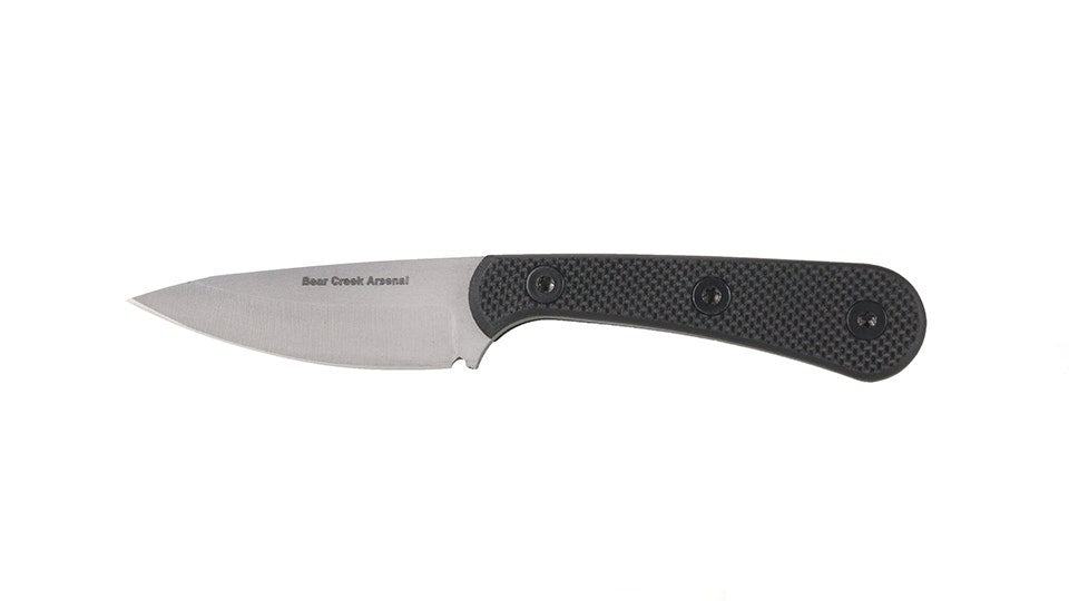 BCA B&T KNIFE 3" Fixed Blade, 7" Overall, G10 Black Textured Scales