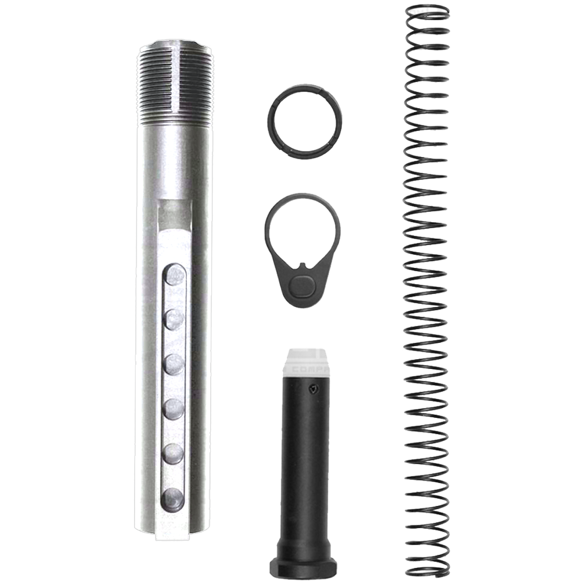 AR-15 6 Position Mil Spec Buffer Tube Kit w/ 3.0 oz Buffer - Tungsten Gray
