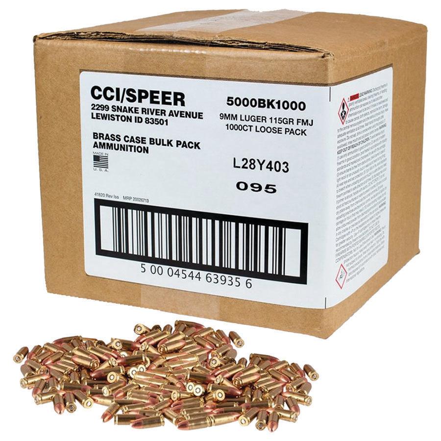 CCI 9mm 115gr FMJ 1,000 rds Bulk Pack
