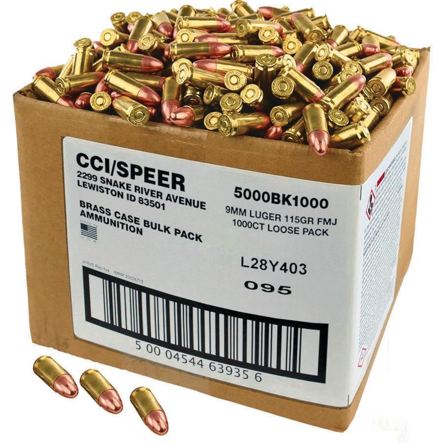 CCI 9mm 115gr FMJ 1,000 rds Bulk Pack