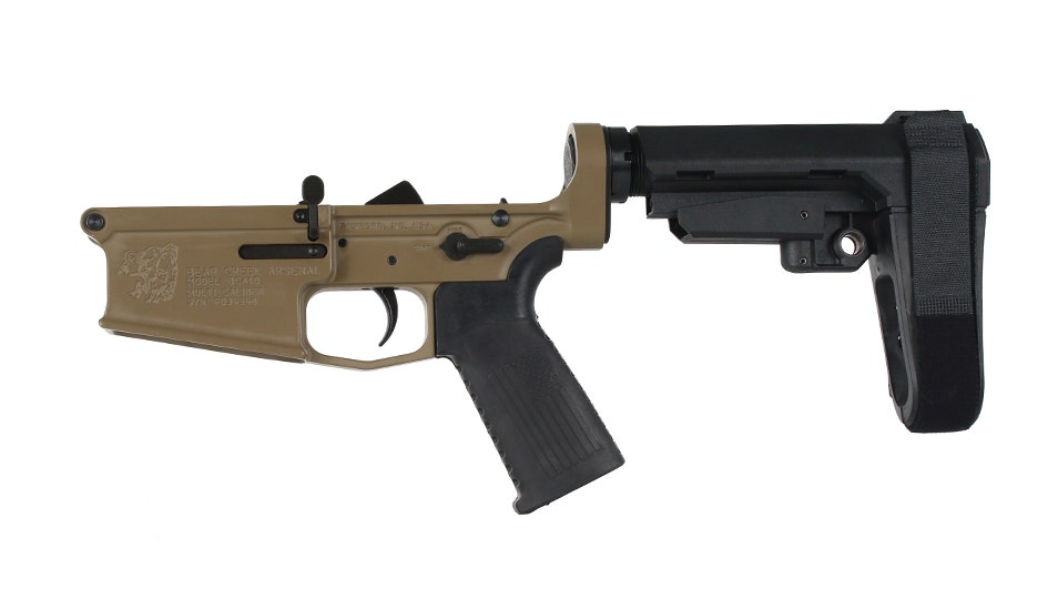BC-10 Complete Pistol Lower Assembly With Pistol Brace, Multi-Caliber (Black Anodized)