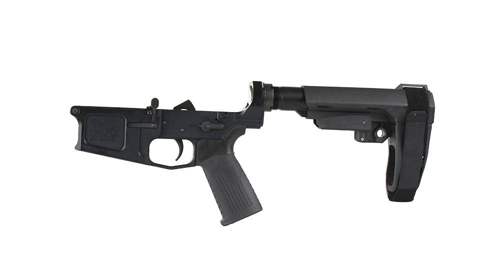 BC-10 Complete Pistol Lower Assembly With Pistol Brace, Multi-Caliber (Black Anodized)