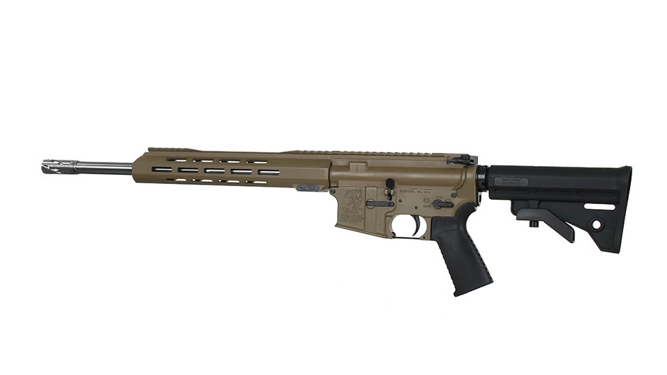 BC-15 .223 Wylde Flat Dark Earth Cerakote Rifle, 16" Stainless Heavy Barrel, 1:8 Twist, Forged Lower, Carbine Length Gas System, MLOK Split Rail