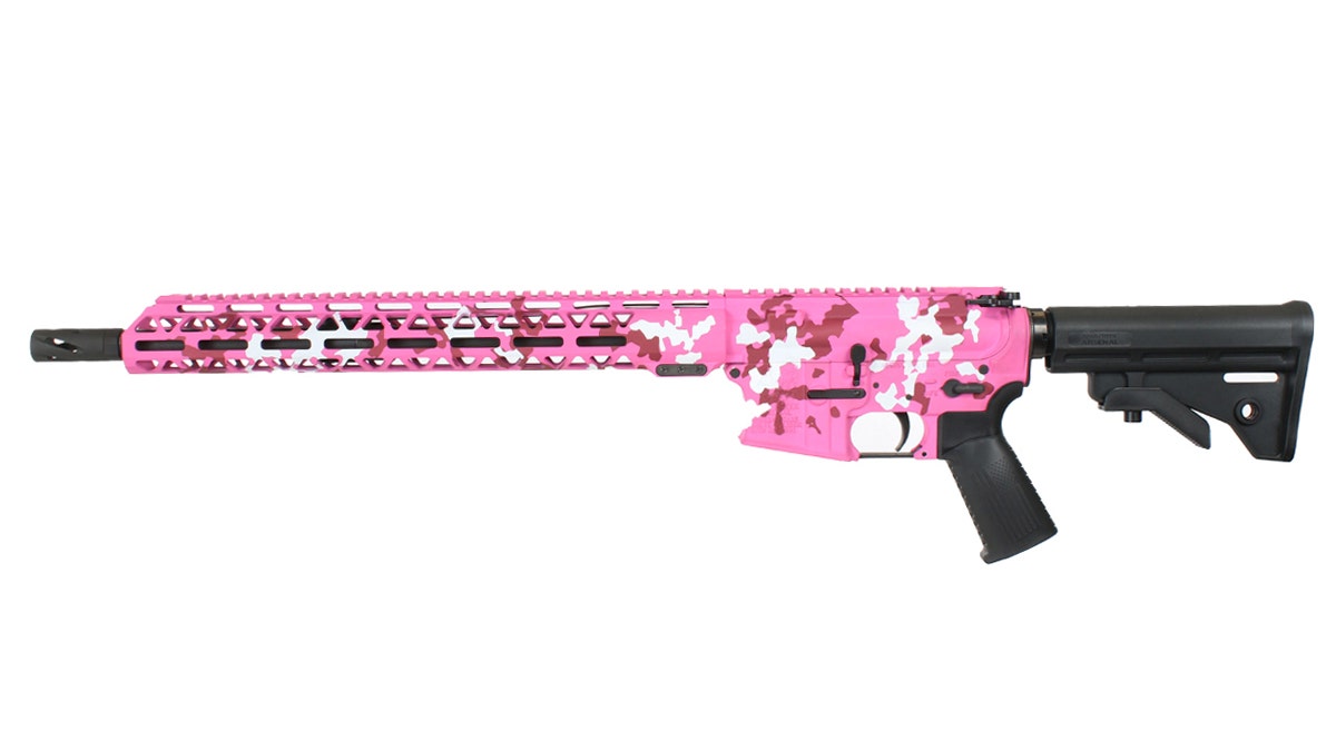 BC-15 5.56 NATO Breast Cancer Awareness Pink Camo Cerakote Rifle, 16" Parkerized M4 Barrel, 1:7 Twist, Mid Length Gas System, 15" M-LOK Rail