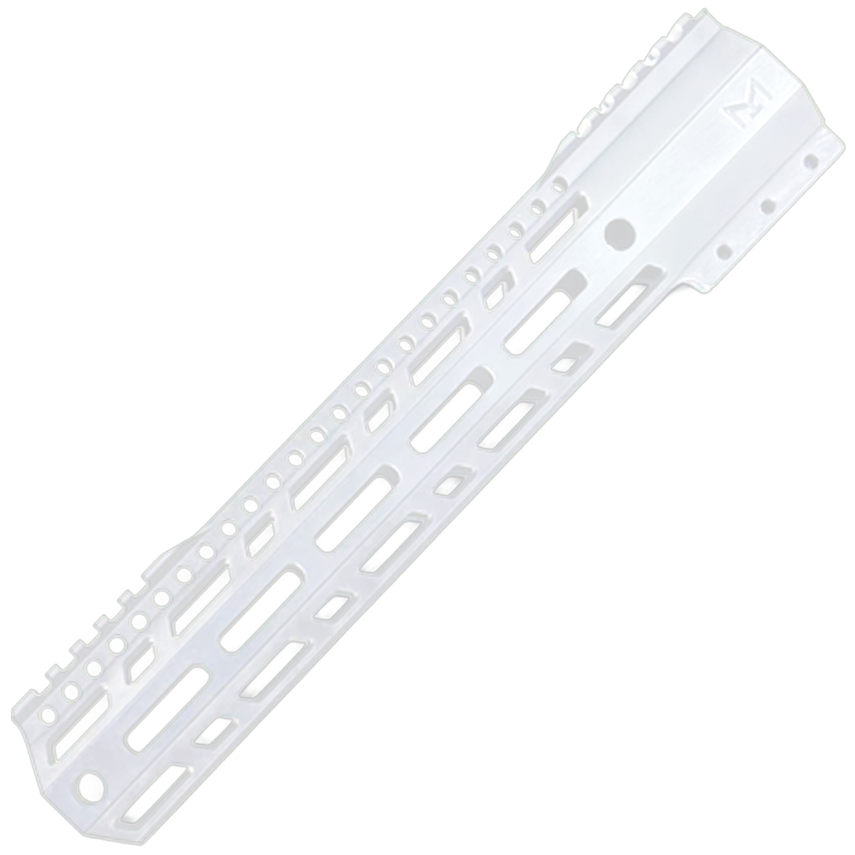 AR10 / LR .308 12" Custom Hybrid Top Cut MLOK Handguard D-Front - Storm Trooper White