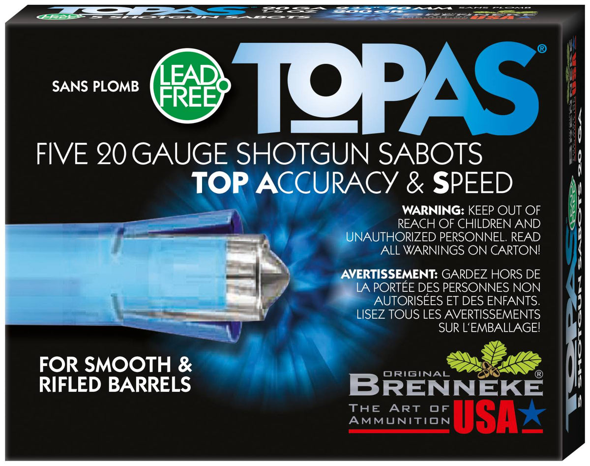 BRENNEKE TOPAS LEAD FREE SABOT SLUG AMO 20GA 2.75 IN 1/2OZ  5-RD