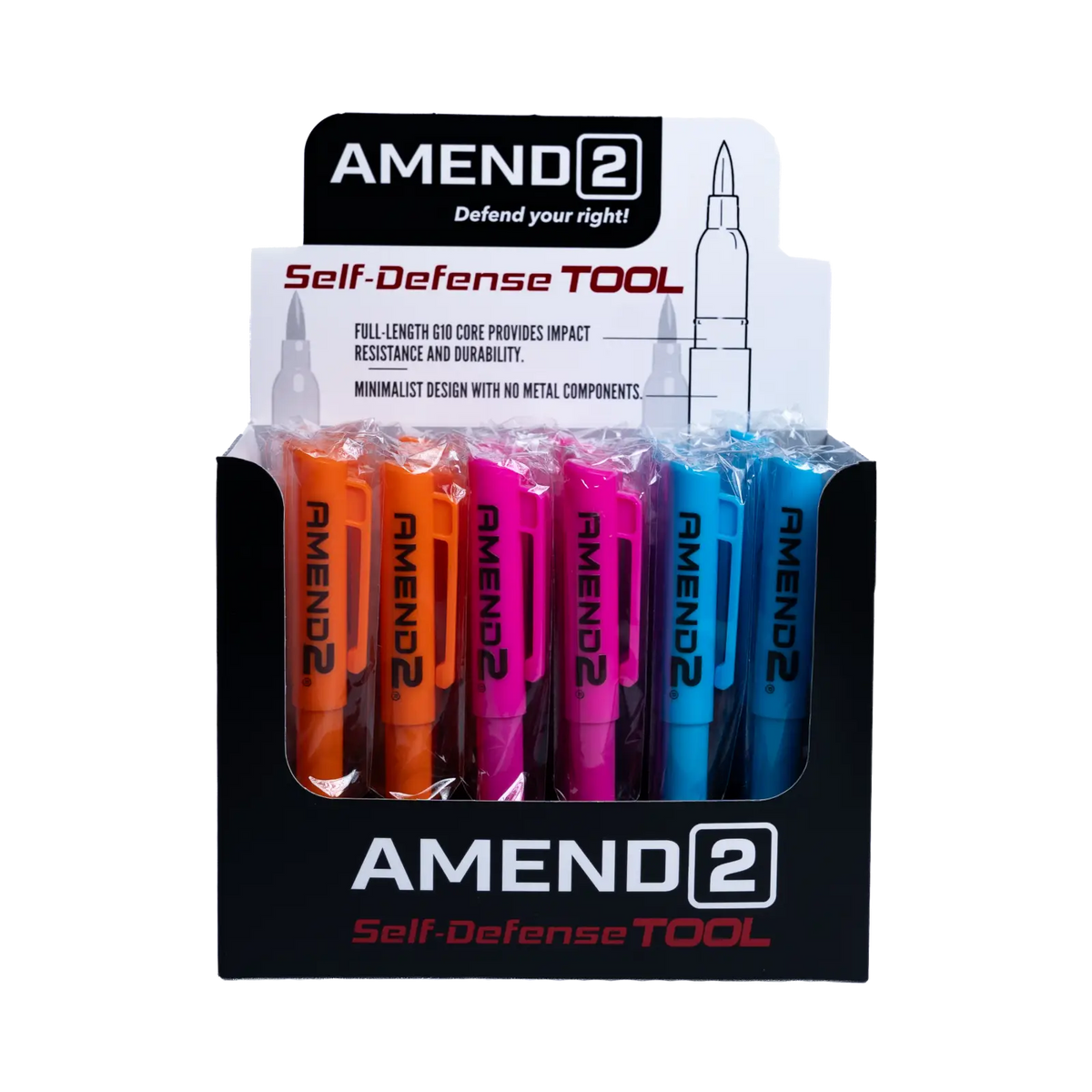 AMEND2 REINFORCED HIGHLIGHT G10 SELF DFENSE TOOL POS DISPLAY AMCHAR EXCLUSIVE (24 PENS/8 PER COLOR)