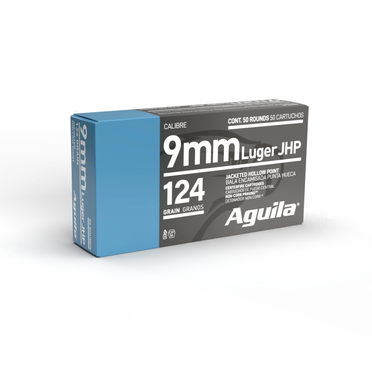 AGUILA 9MM 124GR JHP 50RD BOX 10 BXS PER CS