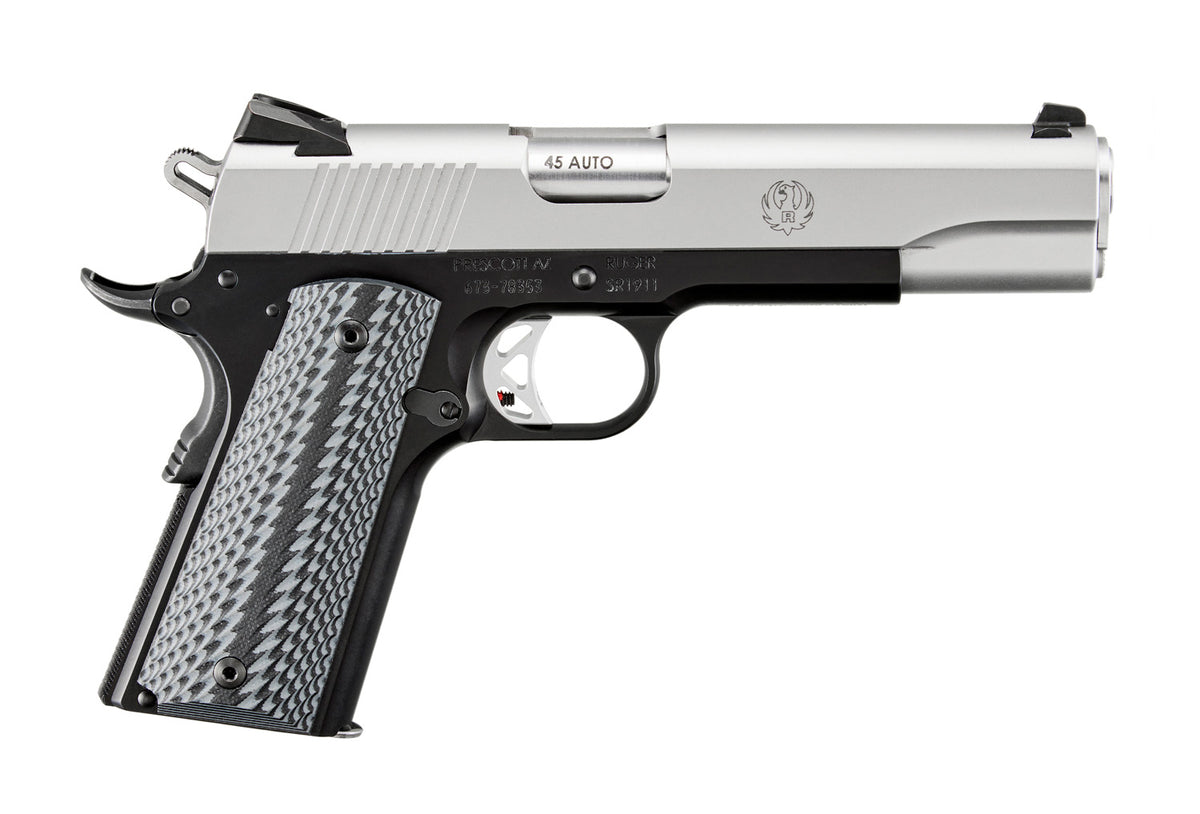 RUGER SR1911 LIGHTWEIGHT 45ACP 5" STS/BLK ANDZD ALUMINUM, G10 GRIP, 1-8RD/1-7RD MAG