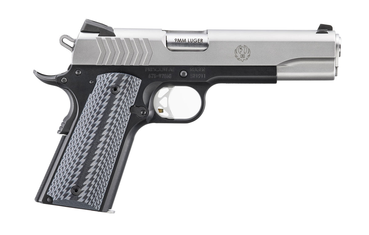 RUGER SR1911 LIGHTWEIGHT 9MM 5" BLK/STS  G10 2-9RD MAGS