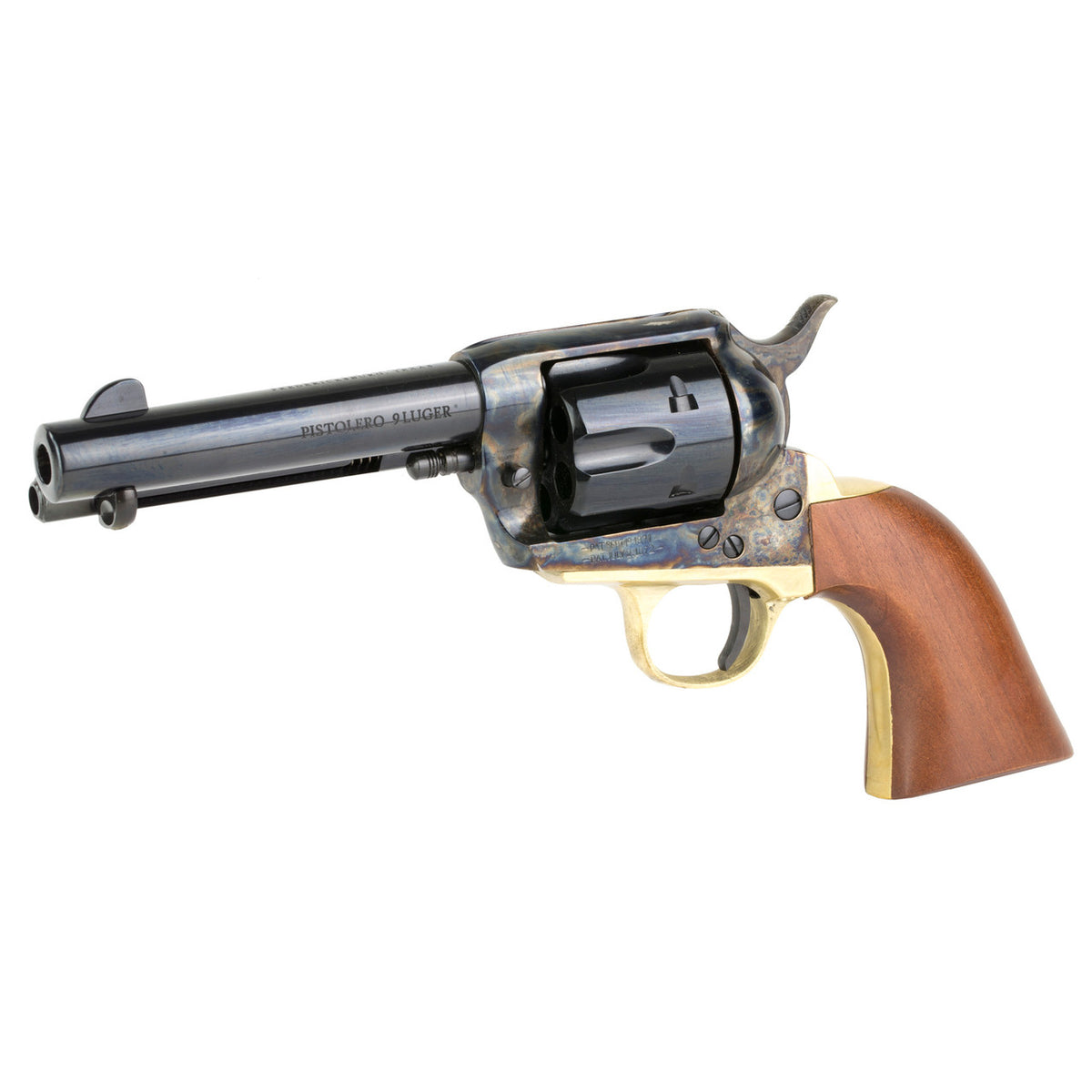 CIMARRON PISTOLERO 45LC REVOLVER PW 4-3/4" CASE COLOR HRDND WALNUT GRIP