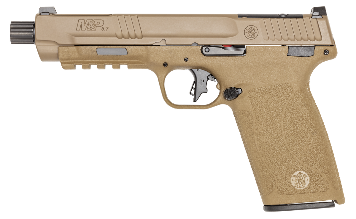 SMITH & WESSON M&P 5.7 PSTL FDE O.R. 5" THREADED BBL, 2-22RD MAGS