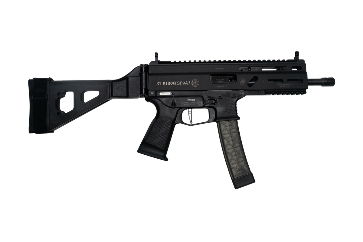 GRAND POWER STRIBOG SP9A3 9MM SUB BLK PSTL W/SBT BRC 8" THRD BRL 3-30RD
