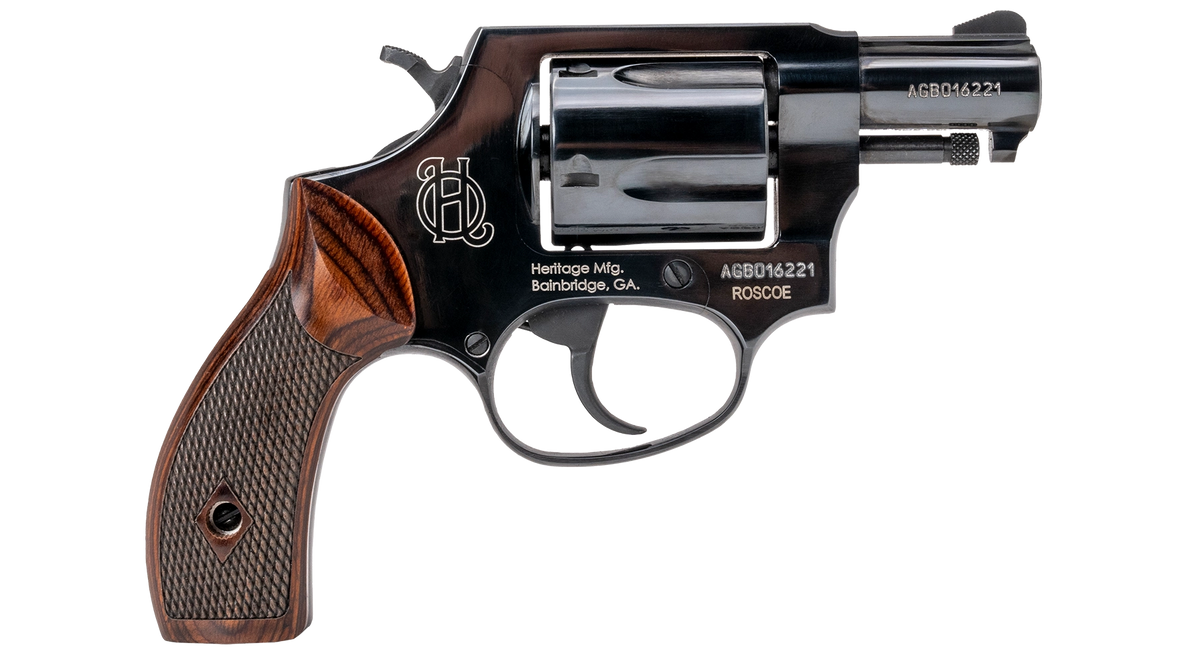 HERITAGE ROSCOE 38SPL REVOLVER 2" 5RD BLK/WOOD GRIP