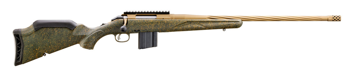 RUGER AMERICAN G2 PRED RFL 22ARC 22" T.B. SPIRAL BBL, GRN SPLTR,BRNT BRNZ 10RD
