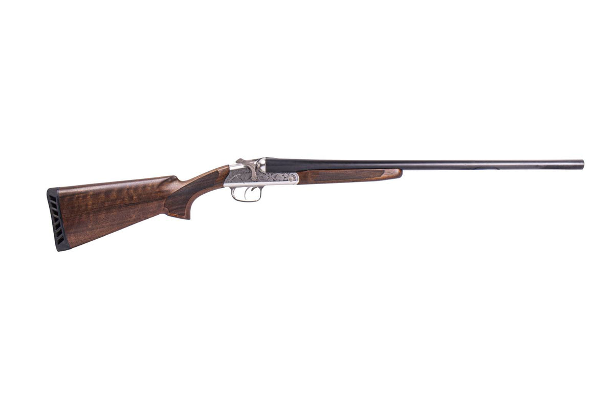 ATI ROAD AGENT PRIME SILVER SIDE BY SIDE 12GA 3" 26" ENGRAVED WALNUT STK