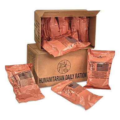 HDR US MILITARY SURPLUS MRE, NO HEATING ELEMENT, HUMANITARIAN, 10 MEALS/CS, 48 CS/PALLET