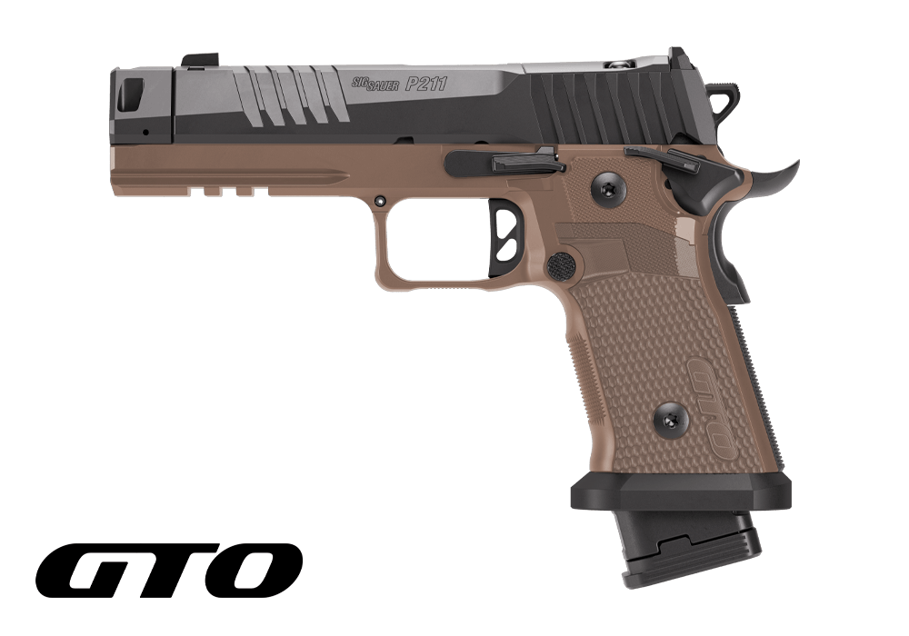 SIG SAUER P211 COMBAT 9MM PISTOL 4.4" MACH3D COMP, SAO, COYOTE G10 GRIP, 1-23RD 2-21RD MAGS