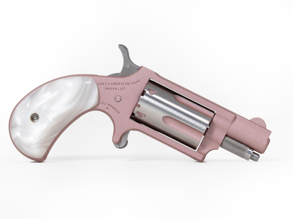 NORTH AMERICAN ARMS 22 MAGNUM PEARL GRIPS W/ ROSE CYLINDER