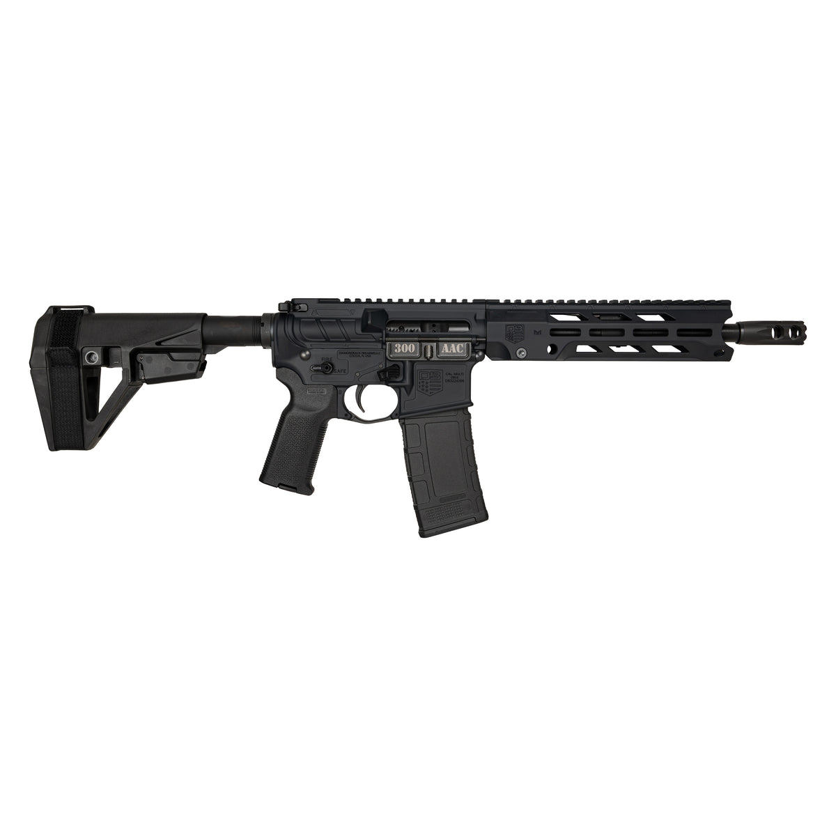 DIAMONDBACK DB15 300 B/O 10" BRL  M-LOK RAIL AMBI BLACK, SBA5 BRACE, (1) 30RD PMAG