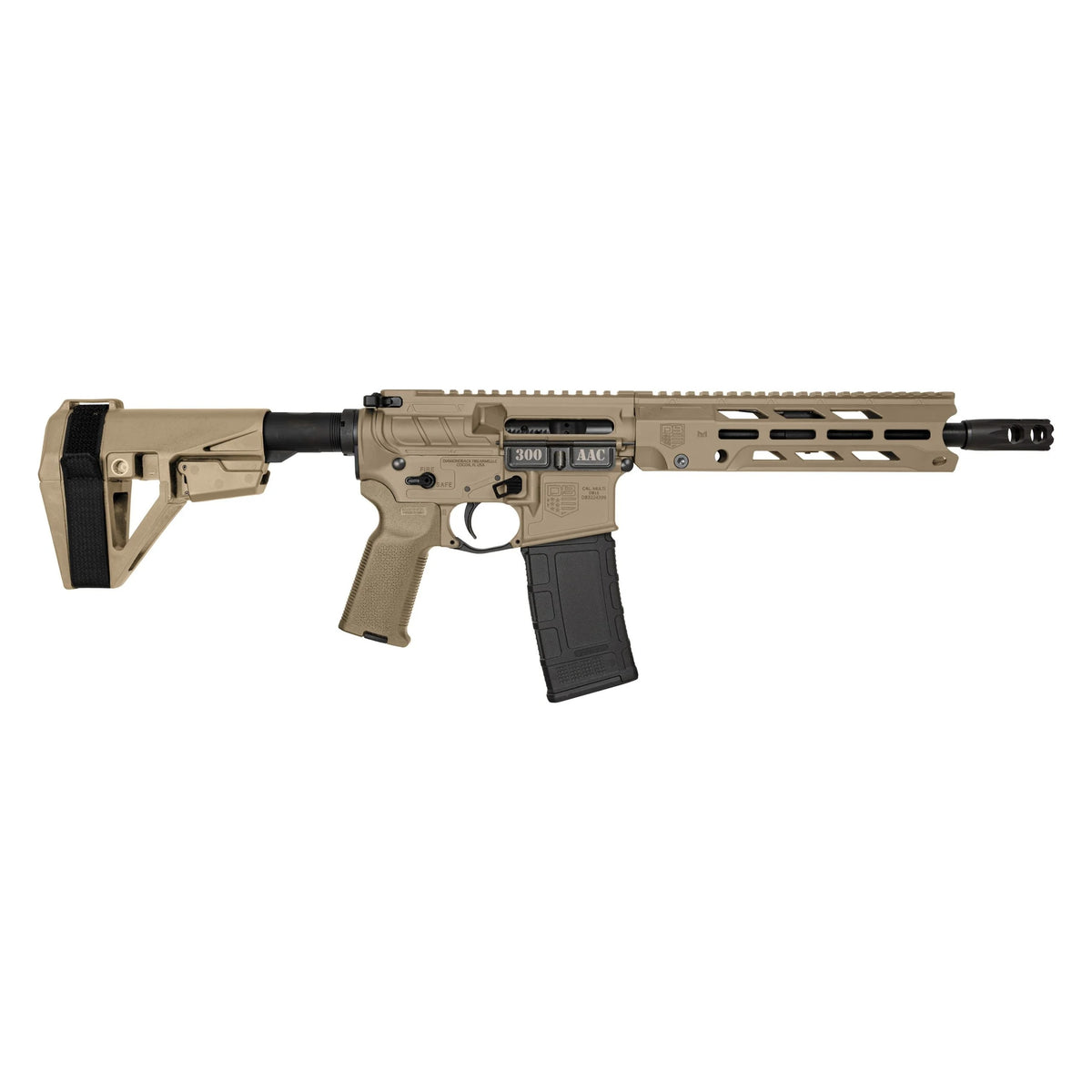 DIAMONDBACK DB15 300 B/O 10" PISTOL M-LOK  RAIL AMBI  FDE SBA5 BRACE (1) 30RD PMAG