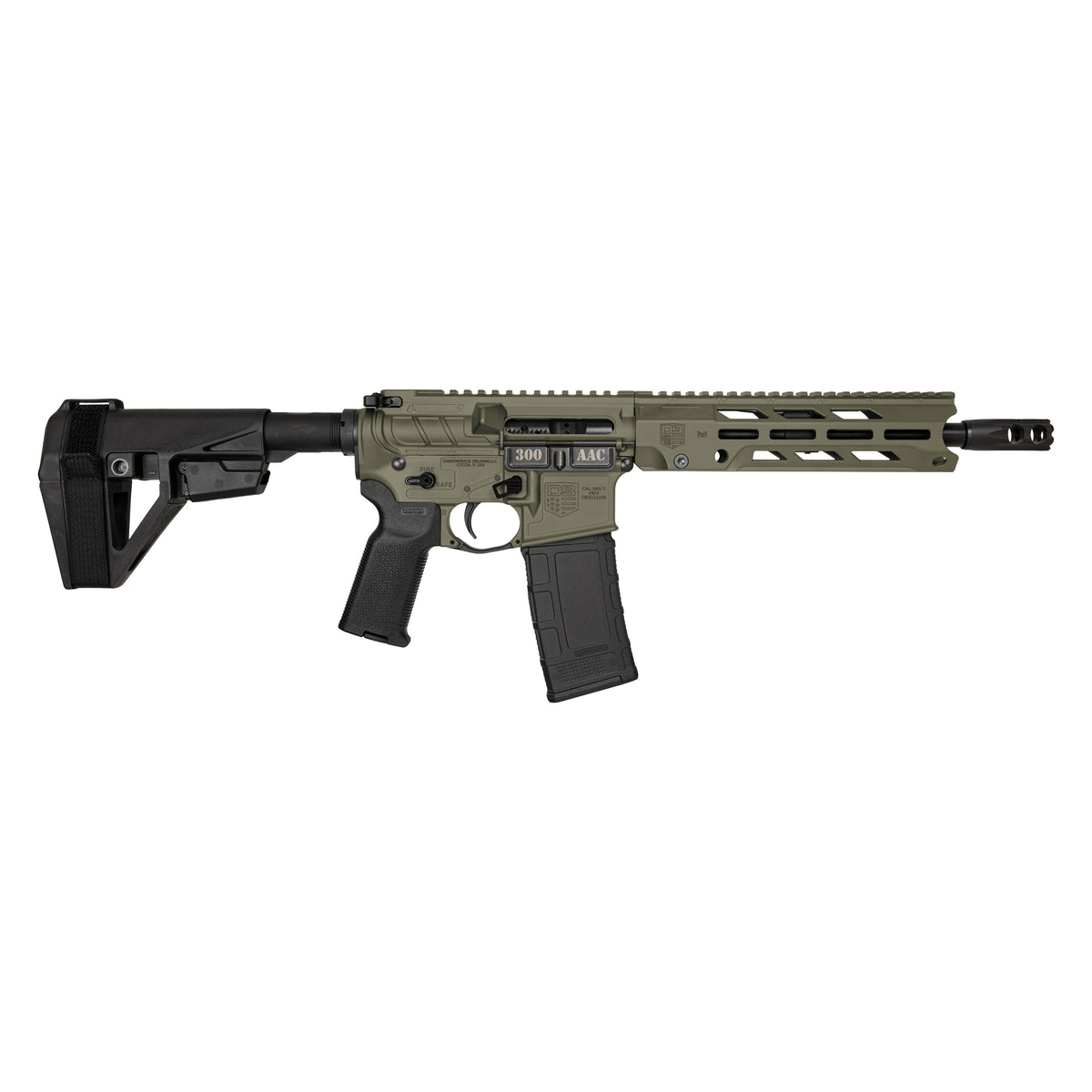 DIAMONDBACK DB15 300 B/O 10" PISTOL M-LOK RAIL OD GREEN SBA5 BRACE (1) 30RD PMAG