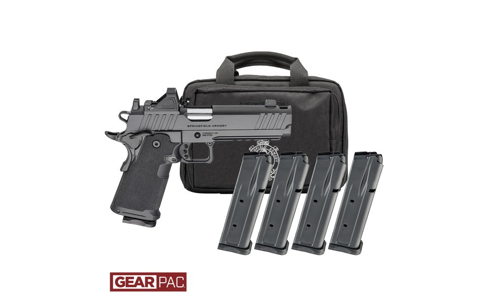 SPRINGFIELD ARMORY 1911 DS PRODIGY AOS 5" COMP U NOTCH W/ TRITIUM, VIRIDIAN RFX11,BAG,4 MAGS