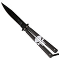 Punisher Skull 3D-Relief Butterfly Knife - Black Steel