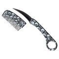 Green-Eyed Reaper Karambit Comb Knife - Black Skull