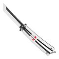 Kiss‑Cut Showpiece Reverse‑Tanto Butterfly Knife - Polished Steel